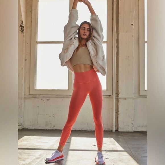 Free People Good Karma Leggings Neon Orange X/L NEW - Picture 6 of 11